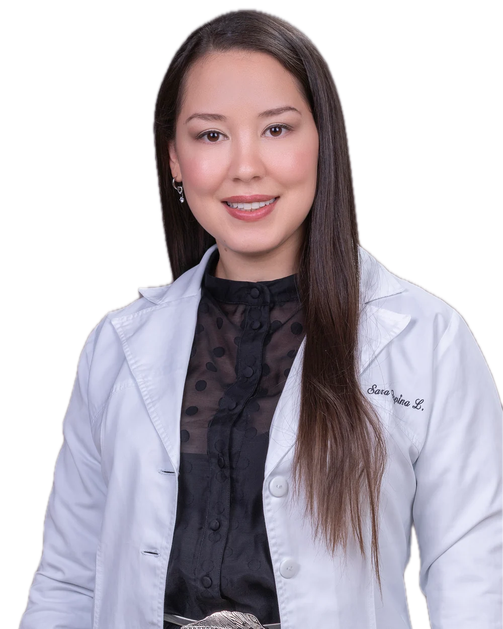 Dra. Sara Isabel Ospina Londoño, oftalmóloga, con su bata médica